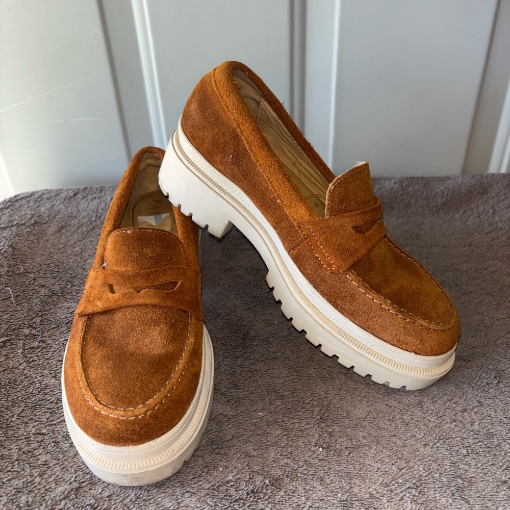 Patina Portland Leather suede Zoe chunky loafers size 6.5